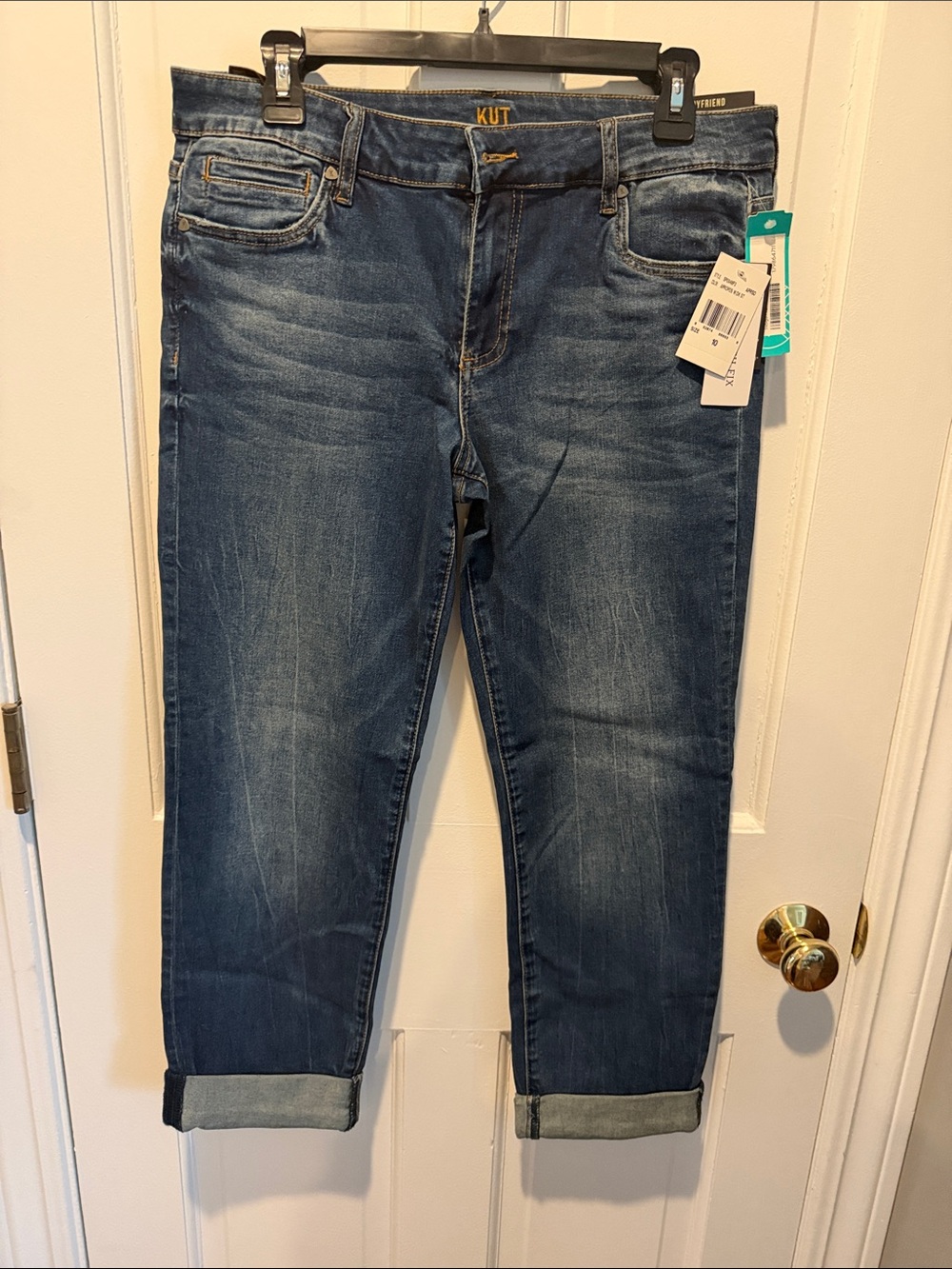 Kut from the Kloth Cropped Dark Blue Roll‑Cuff Jeans